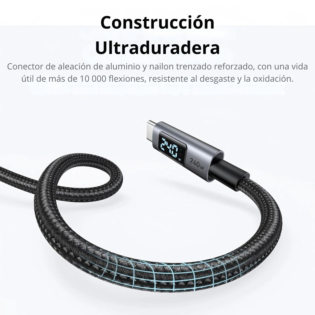 Cable USB-C a USB-C UGREEN L530 240W 1m Pantalla Digital Carga Rápida PD Trenzado