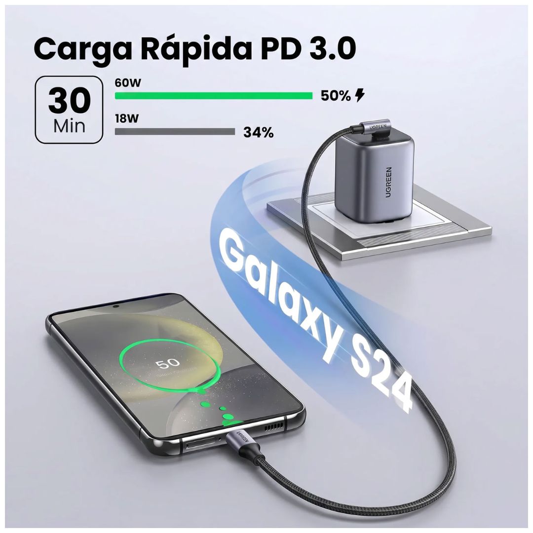 Cable USB-C a USB-C UGREEN L536 240W 1m Carga Rápida PD Trenzado