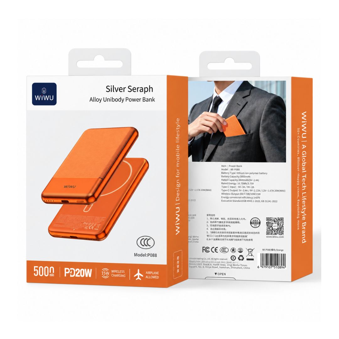 Power Bank Magnético WIWU Wi-P088 5000mAh 15W Slim PD 20W