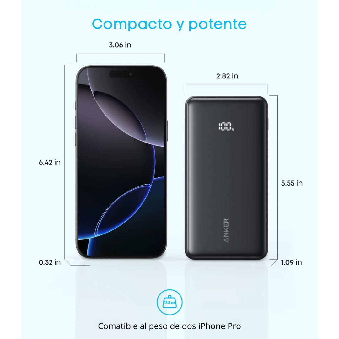 Power Bank Anker Zolo 20000mAh 22.5W Cable USB-C Integrado