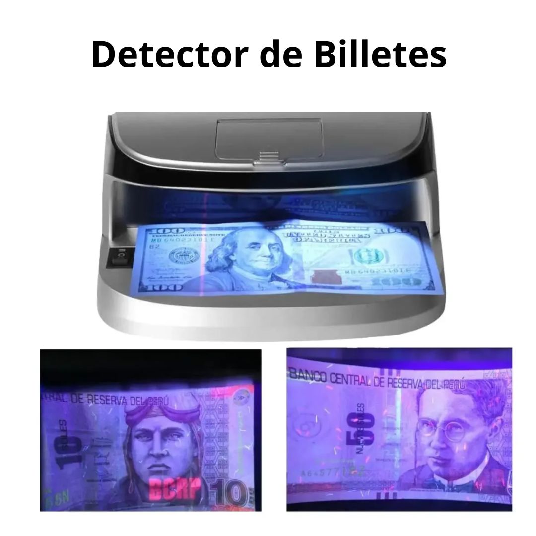 Detector de Billetes Falsos Portátil con Luz UV, Sensor Magnético, Marca de Agua y Lupa