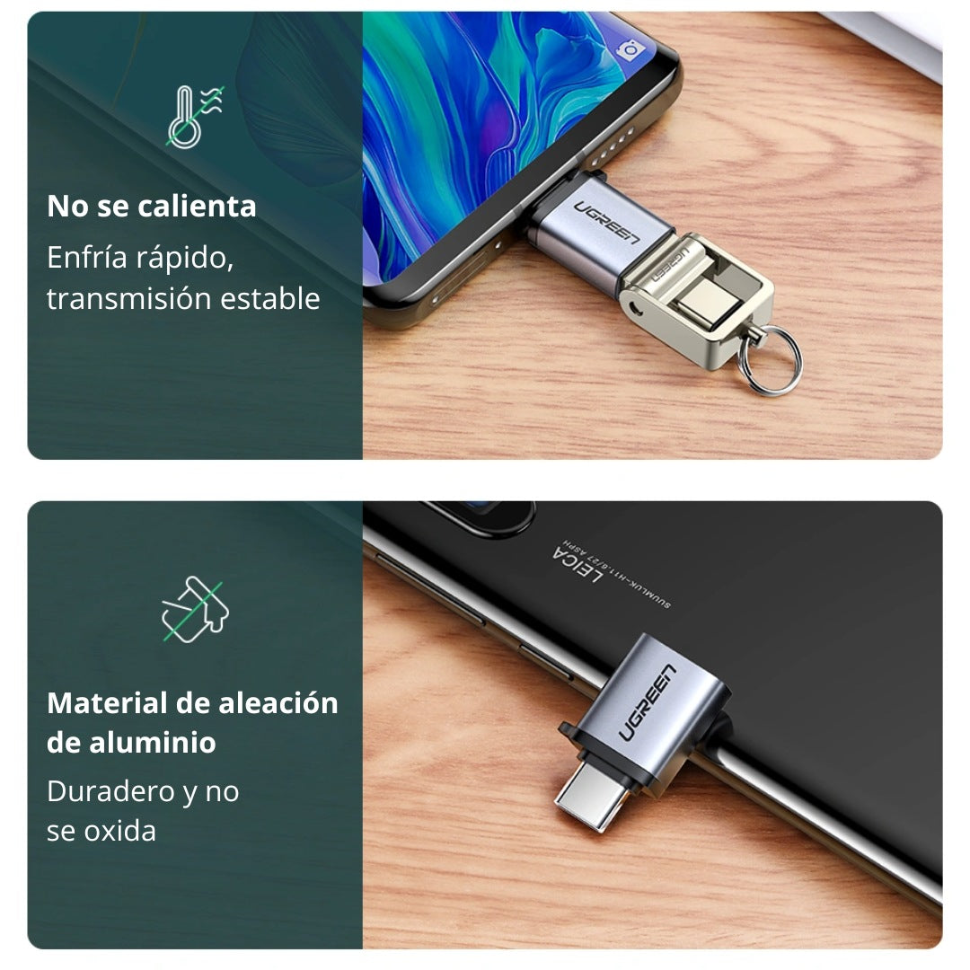 Adaptador USB-C a USB 3.0 UGREEN US270 OTG 5Gbps Gris Espacial