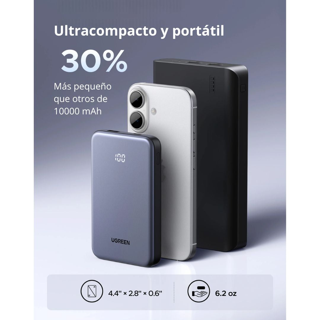 Power Bank 10000mAh UGREEN PB507 Zapix 22.5W Carga Rápida con Pantalla LED