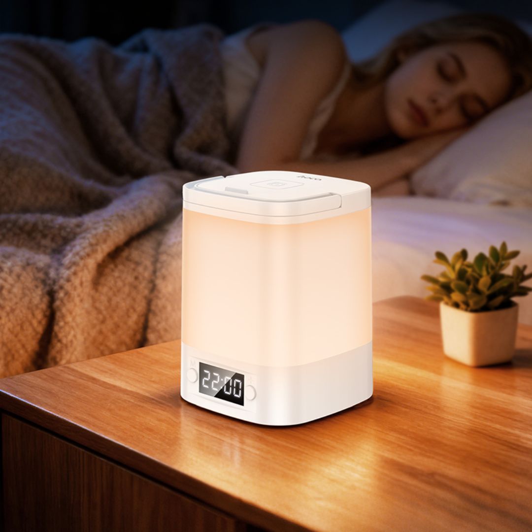 Lámpara LED Recargable Hoco HX15 con Reloj Digital 3 Tonos de Luz USB-C y Control Táctil