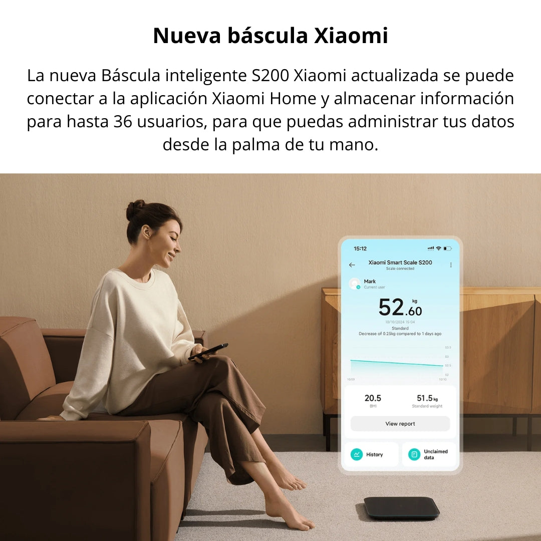 Balanza Inteligente Xiaomi S200 Báscula Bluetooth 150kg con App Xiaomi Home