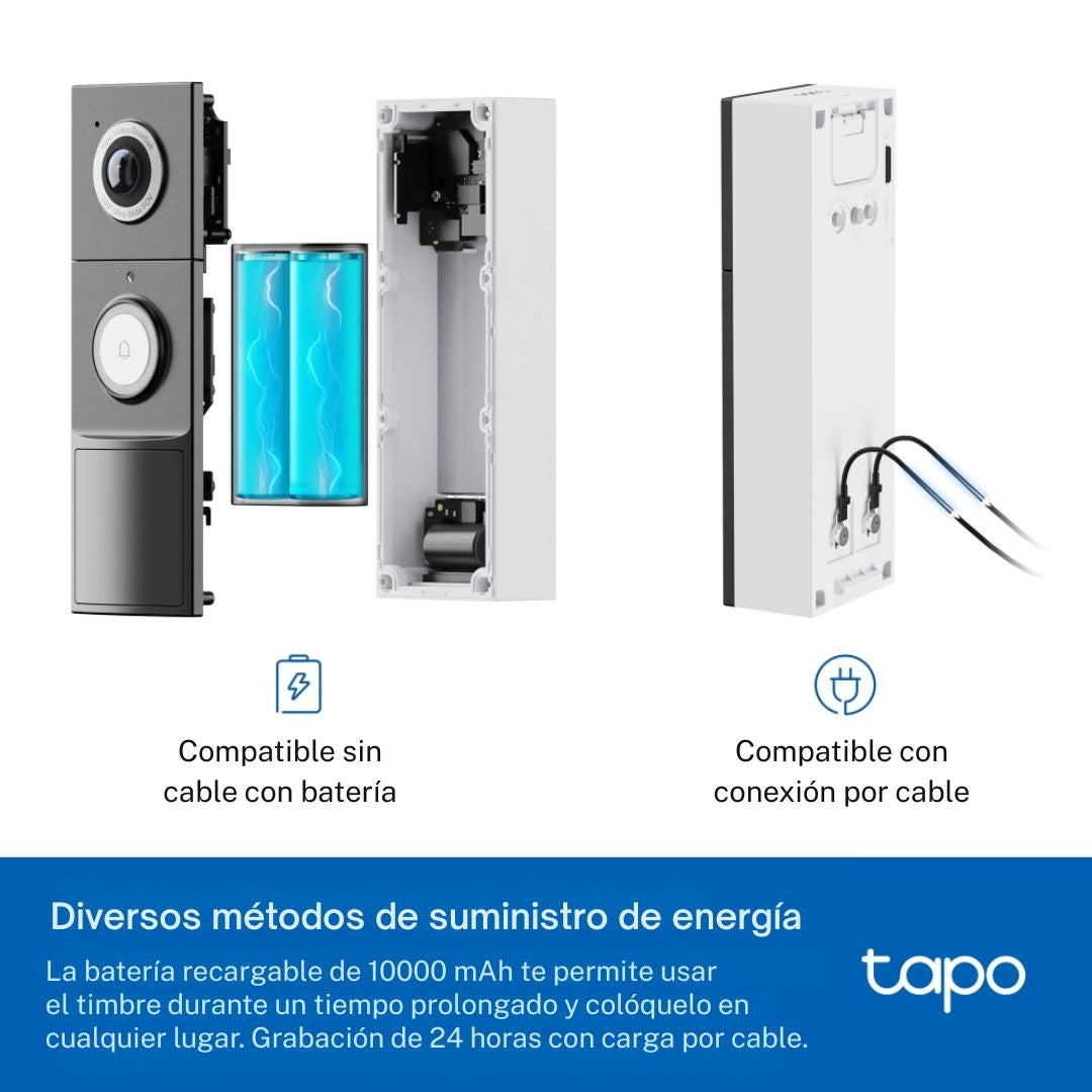 Timbre Inteligente TP-Link Tapo D235 2K 5MP con Cámara 180° y Timbre Interior