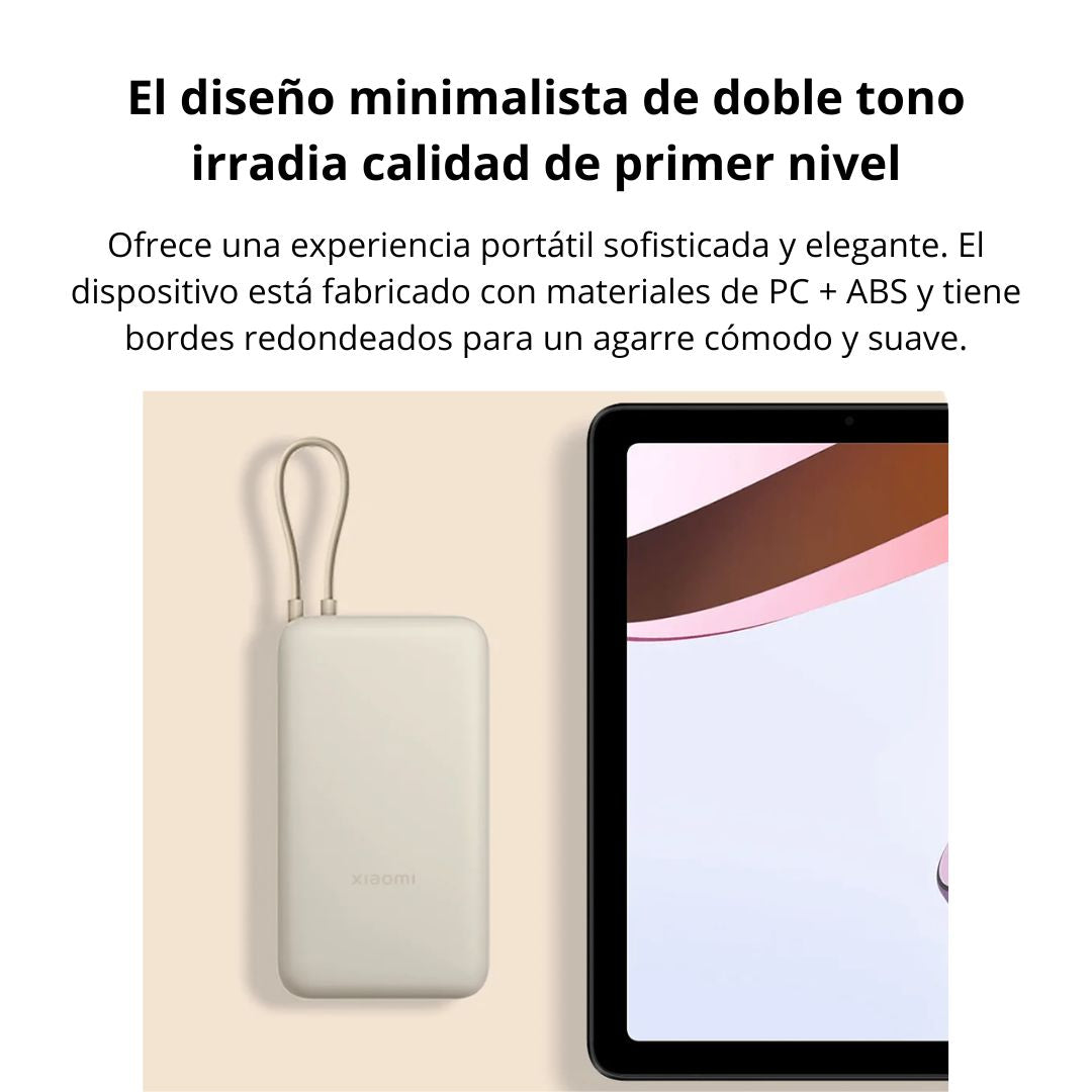 Power Bank Xiaomi 20000mAh 33W con Cable USB-C Integrado y Carga Rápida