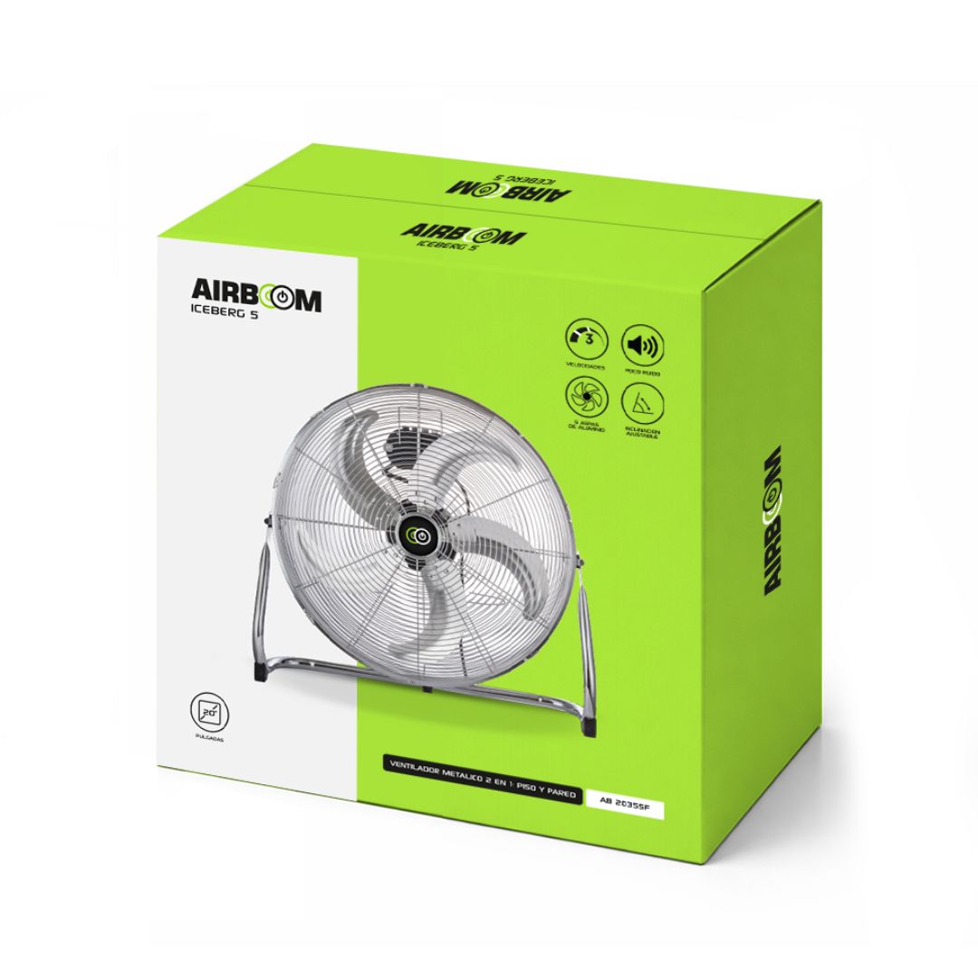 Ventilador Metálico AirBoom para Piso y Pared 20" 120W 3 Velocidades