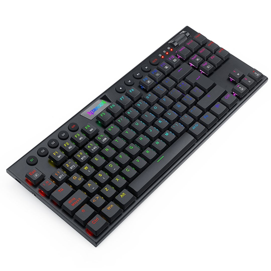 Teclado Mecánico Gamer Redragon Horus K621-RGB TKL Inalámbrico Bluetooth y Cable USB-C Low Profile