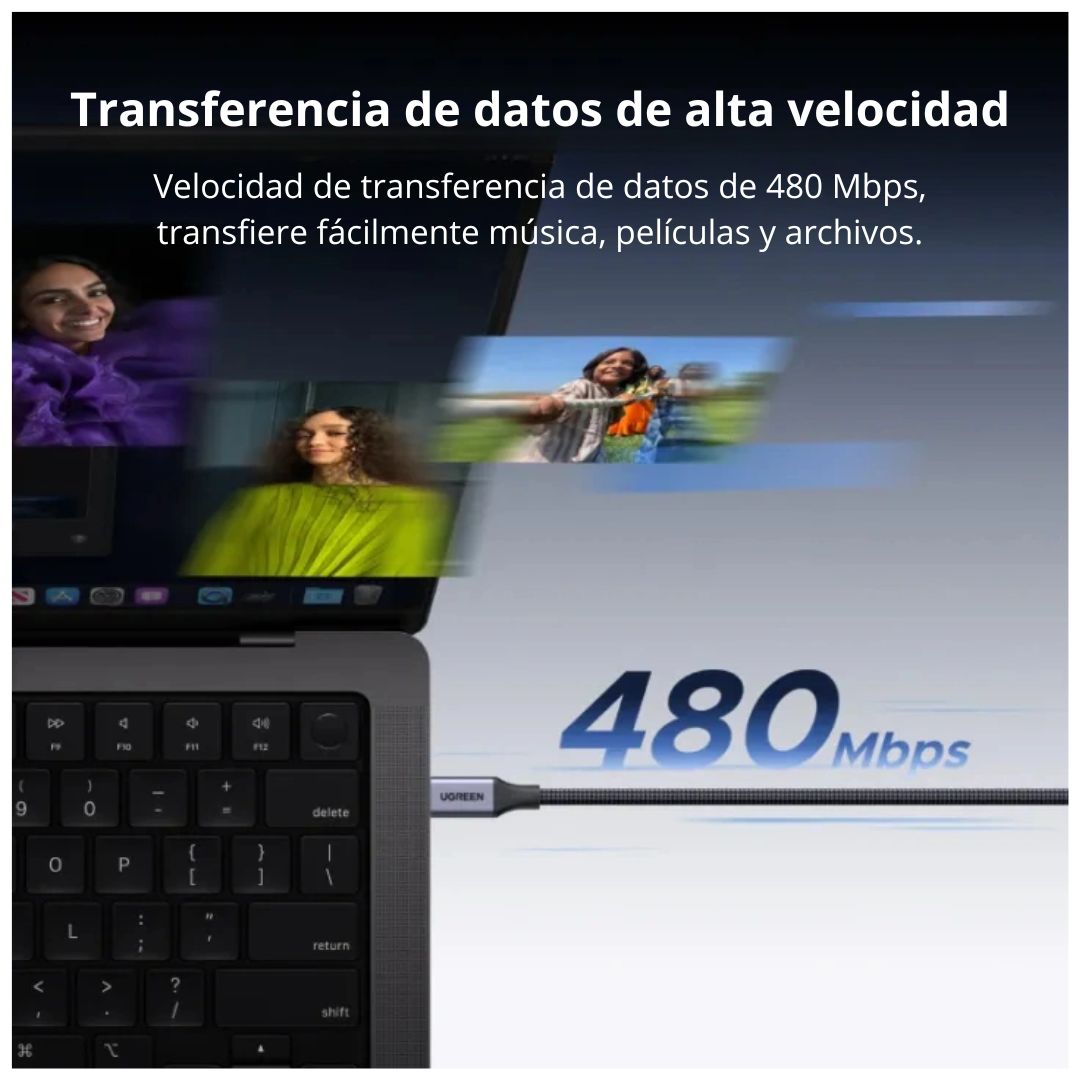Cable USB-C a USB-C UGREEN L520 100W 1m Carga Rápida PD Magnético Trenzado