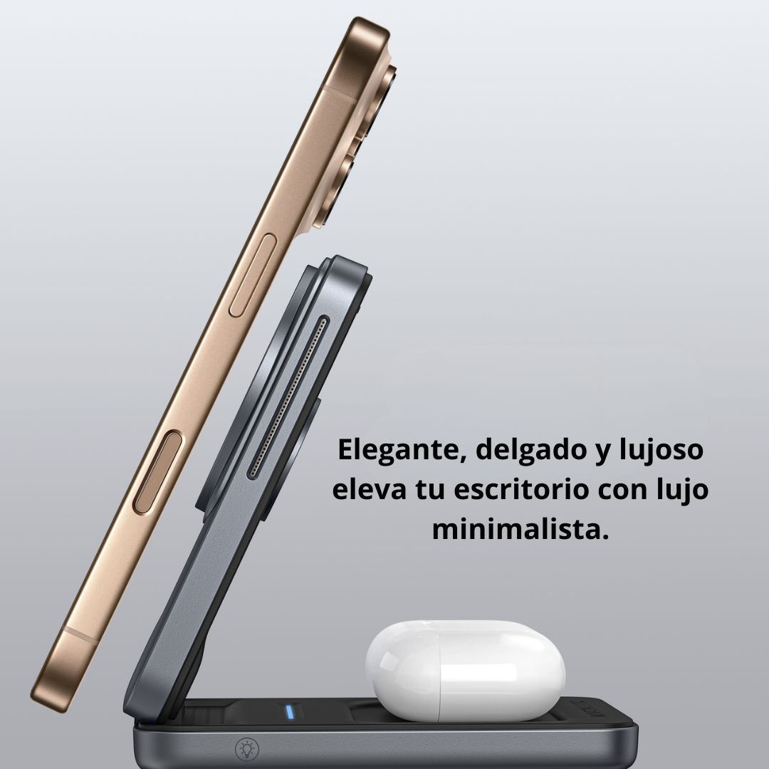 Cargador Inalámbrico Magnético 3 en 1 15W para Celular, Reloj y Auriculares Miccell VQ-W18