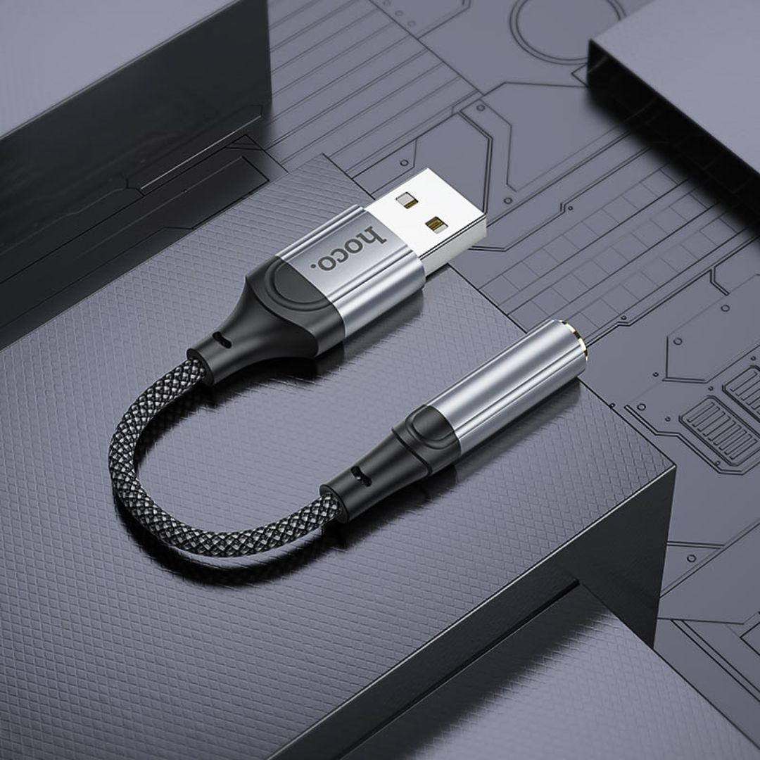Adaptador USB-A a Jack 3.5 mm Hoco LS36 para Audífonos Micrófono y Llamadas