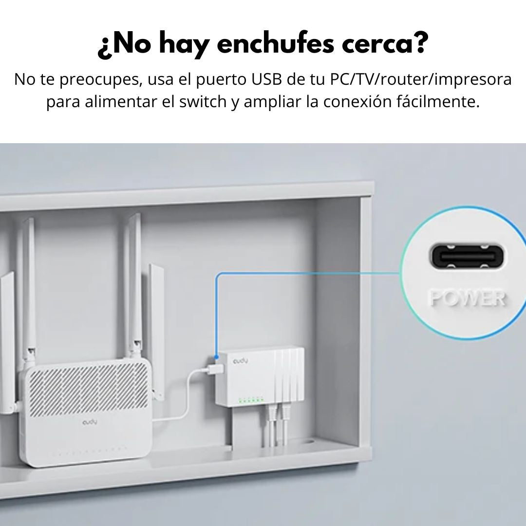 Switch de Red Gigabit Cudy GS105U 5 Puertos RJ45 USB-C