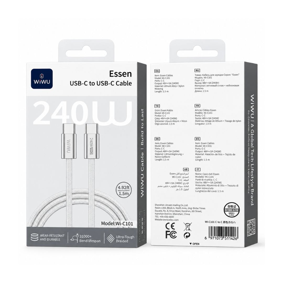 Cable USB-C a USB-C WIWU Essen Wi-C101 240W PD 1.5m