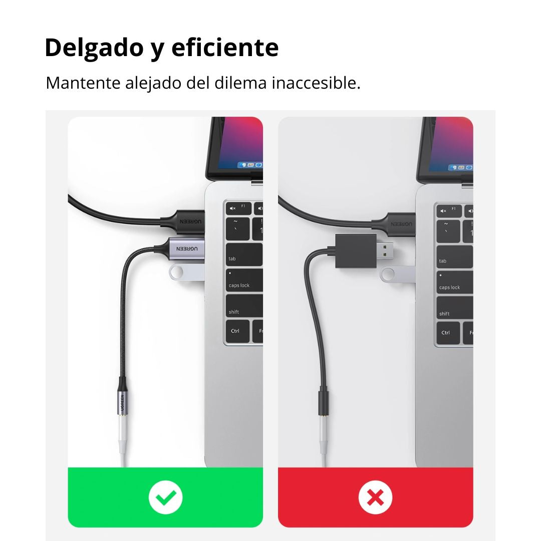 Adaptador de Audio USB UGREEN CM477 a Jack 3.5mm para Audífonos y Micrófono
