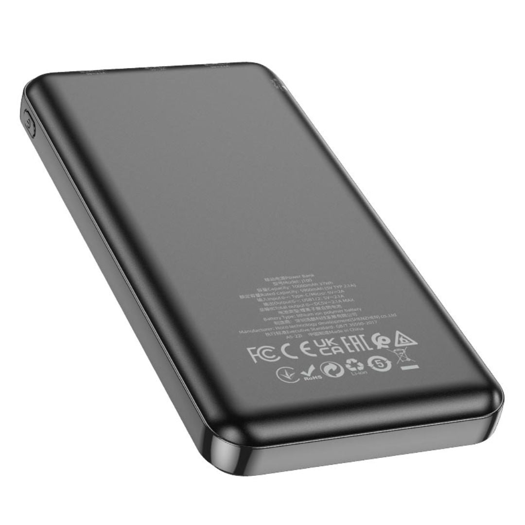 Power Bank 10000 mAh Hoco J100 con Pantalla LED Doble USB y Entrada USB-C Micro USB