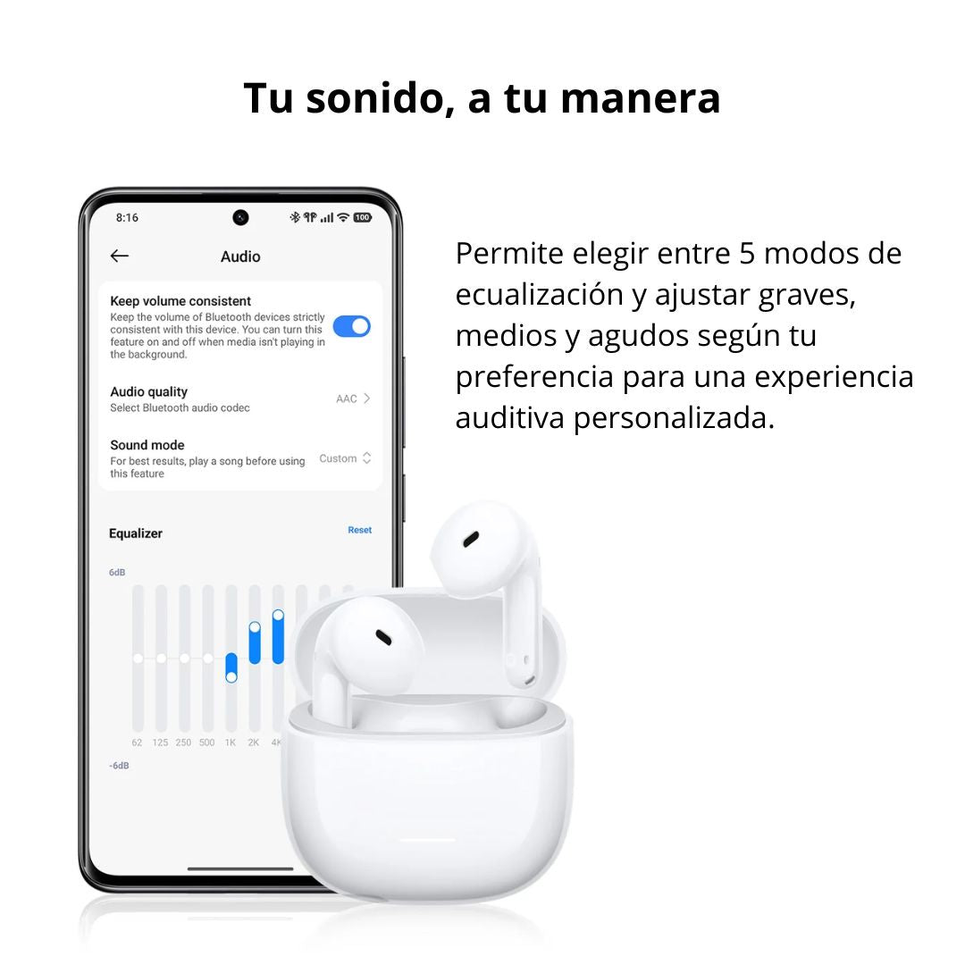Audífonos Bluetooth Redmi Buds 8 Active Semi In Ear Micrófono IA y Batería 37 Horas