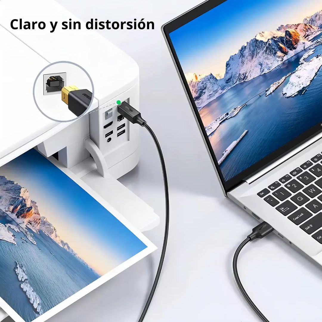 Cable USB para Impresora UGREEN US135 USB-A a USB-B 2m 480Mbps