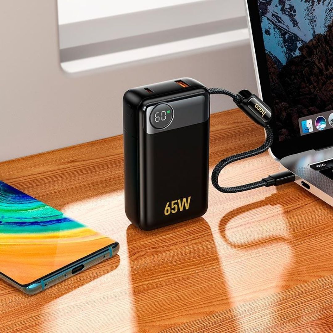 Power Bank Hoco Q53 12000mAh PD65W con Cable USB-C Integrado para Laptop Celular