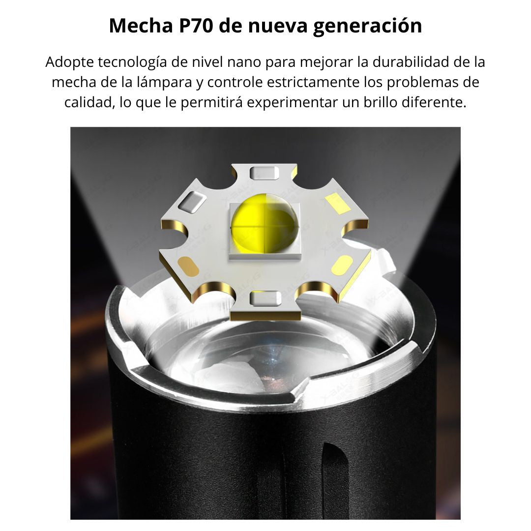Linterna LED de Largo Alcance 2000M con Zoom y 3 Modos de Iluminación