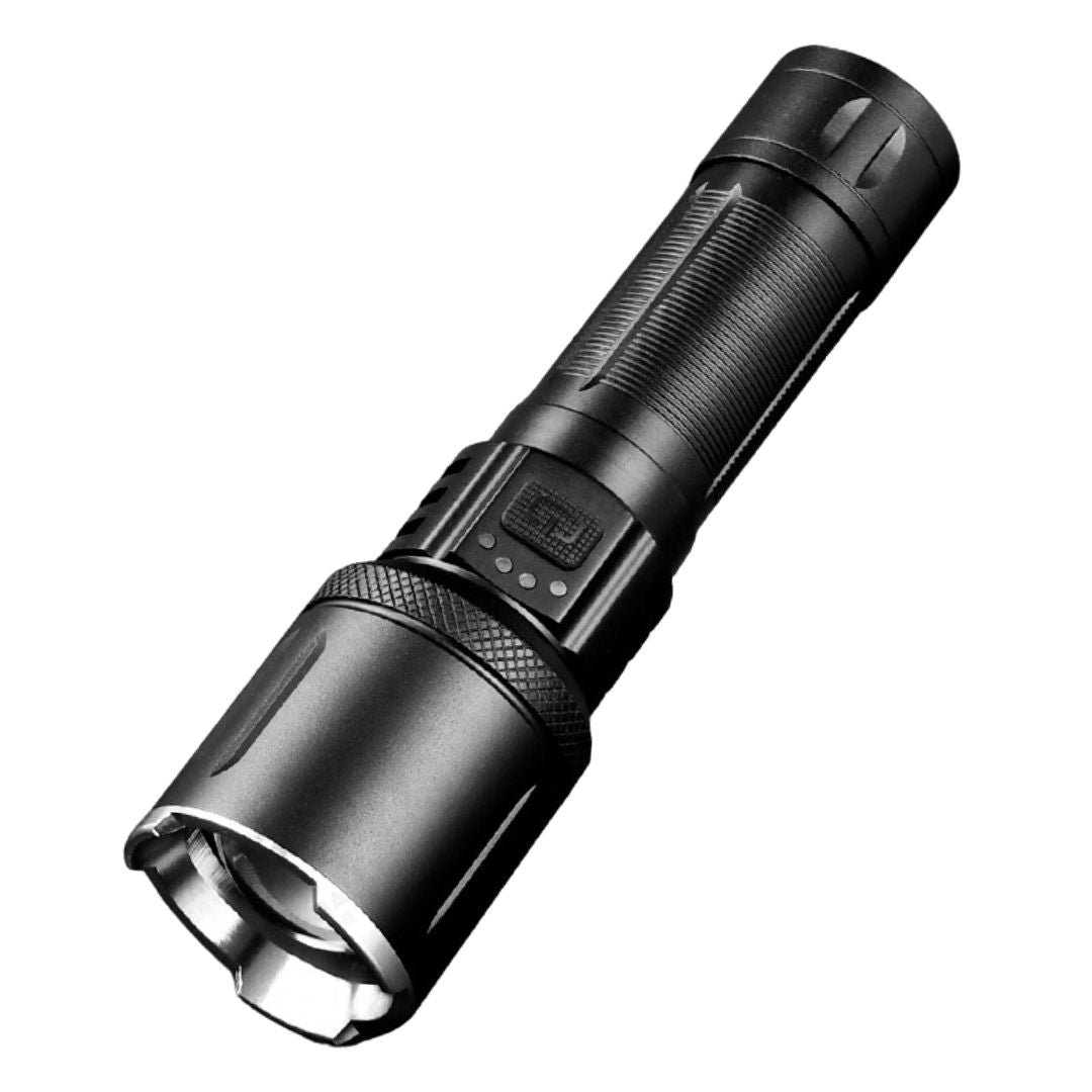 Linterna LED de Largo Alcance 2000M con Zoom y 3 Modos de Iluminación