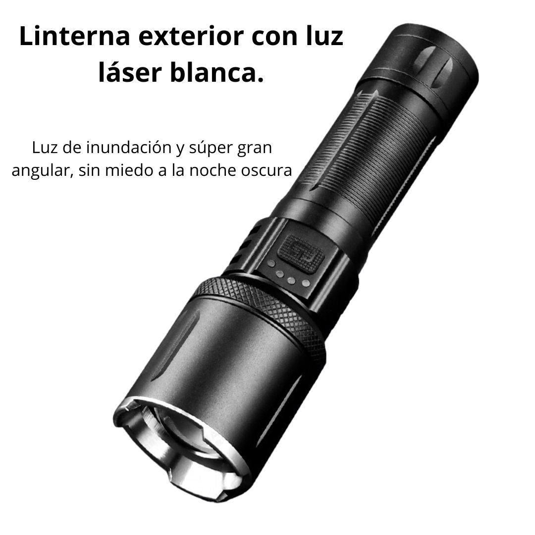 Linterna LED de Largo Alcance 2000M con Zoom y 3 Modos de Iluminación