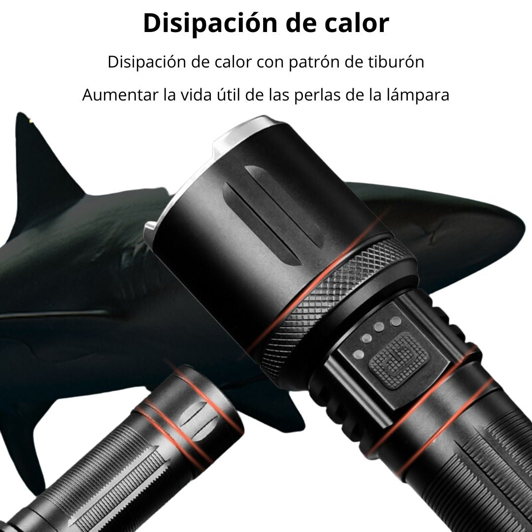 Linterna LED de Largo Alcance 2000M con Zoom y 3 Modos de Iluminación