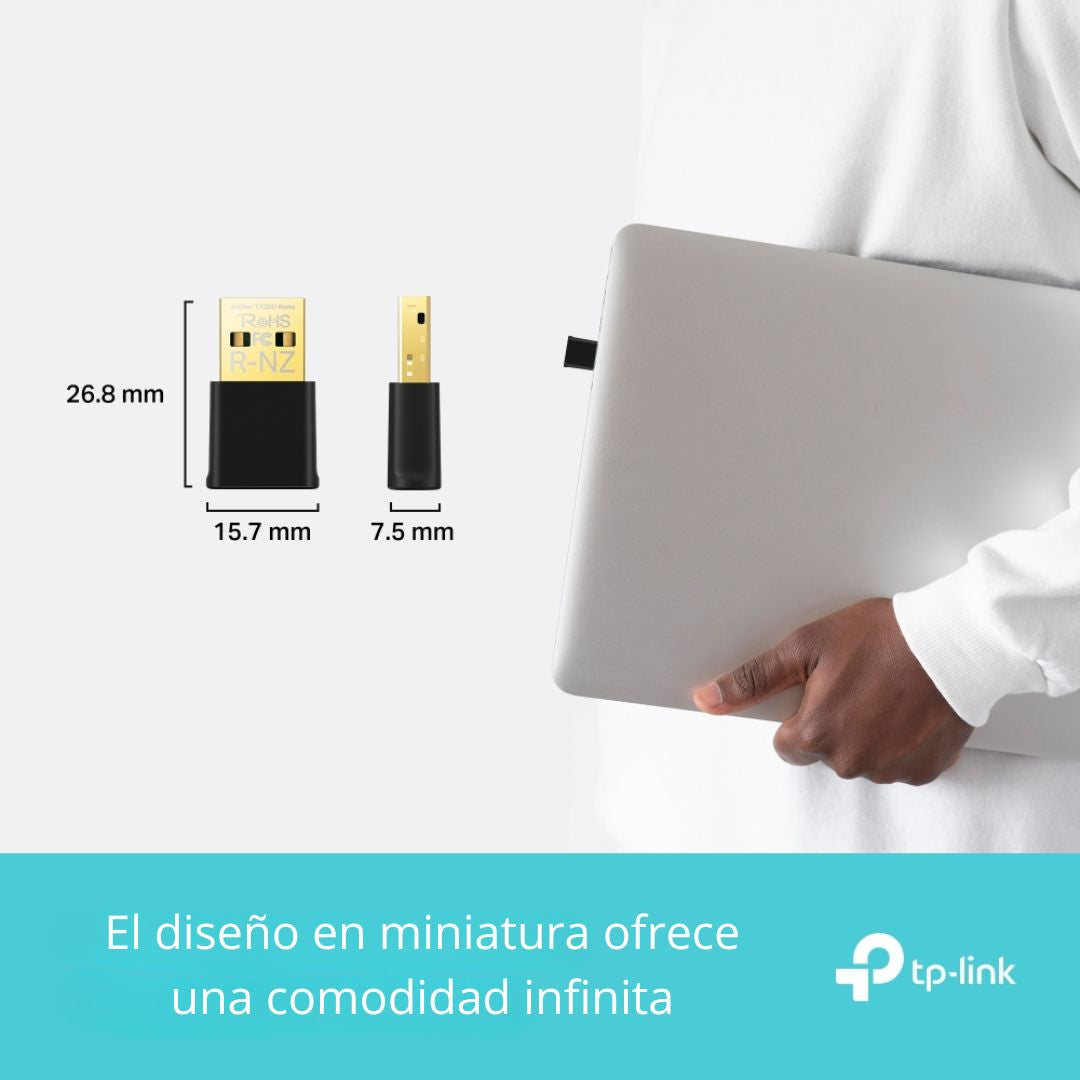 Adaptador USB WiFi 6 TP-Link Archer TX20U Nano AX1800 Doble Banda para PC y Laptop