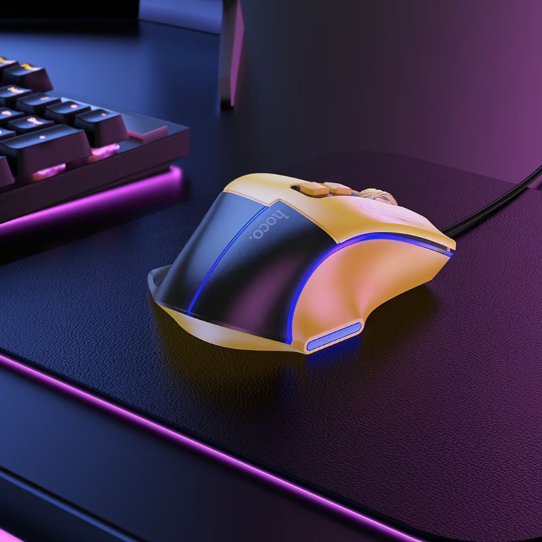 Mouse Gamer Hoco GM31 Overlord RGB USB 3600 DPI con 7 Botones y Cable Trenzado