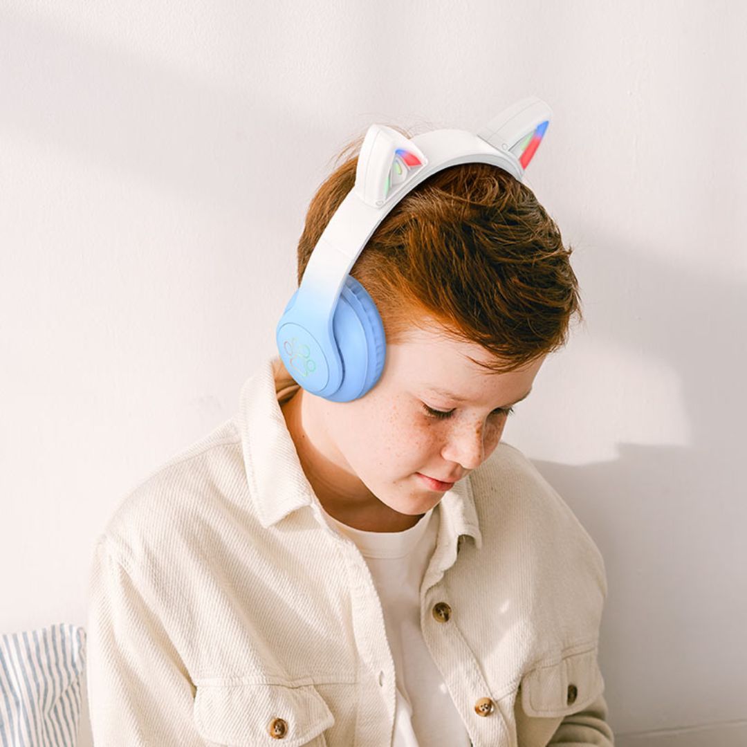Audífonos Bluetooth Hoco W42 Cat Ears con Luces RGB TF AUX y Micrófono