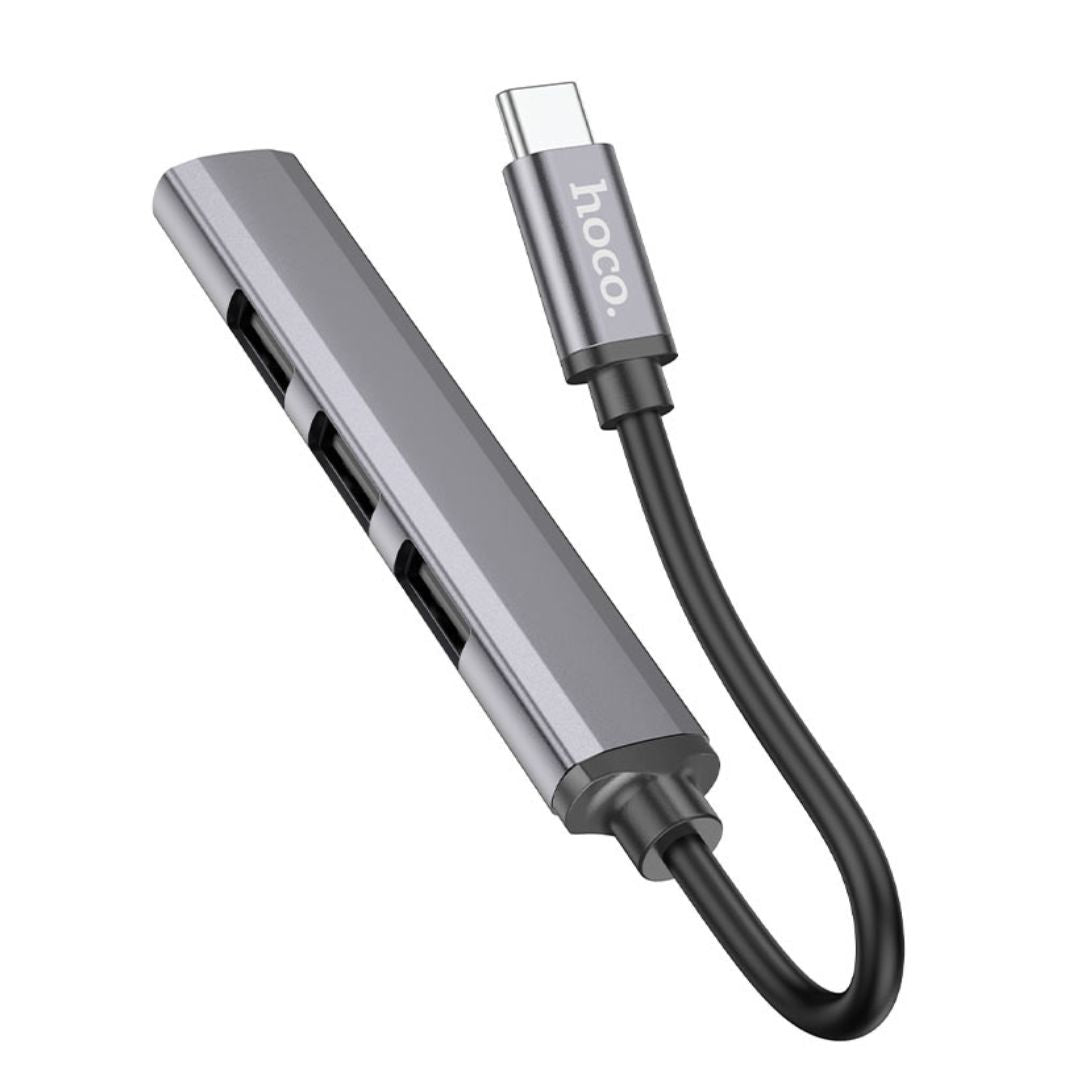 Hub USB-C Hoco HB26 4 en 1 con USB 3.0 y 3 USB 2.0 OTG para Laptop y Celular