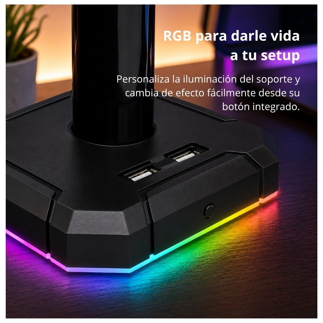 Soporte para Audífonos Gamer Redragon Scepter Pro RGB Hub USB 4 Puertos