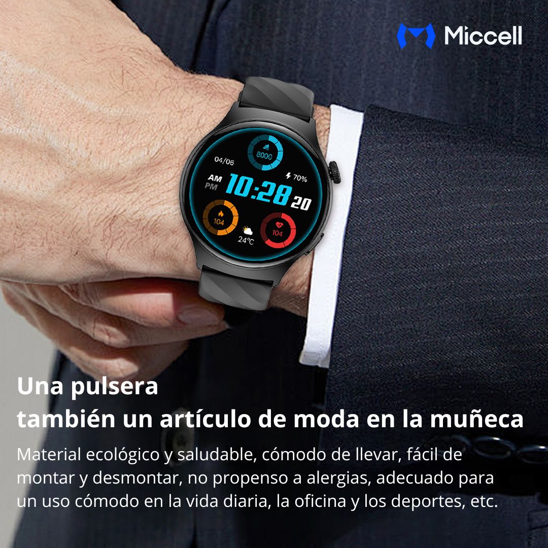 Smartwatch AMOLED 1.43" Llamadas Bluetooth Monitoreo de Salud IP68 Miccell VQ-SM03