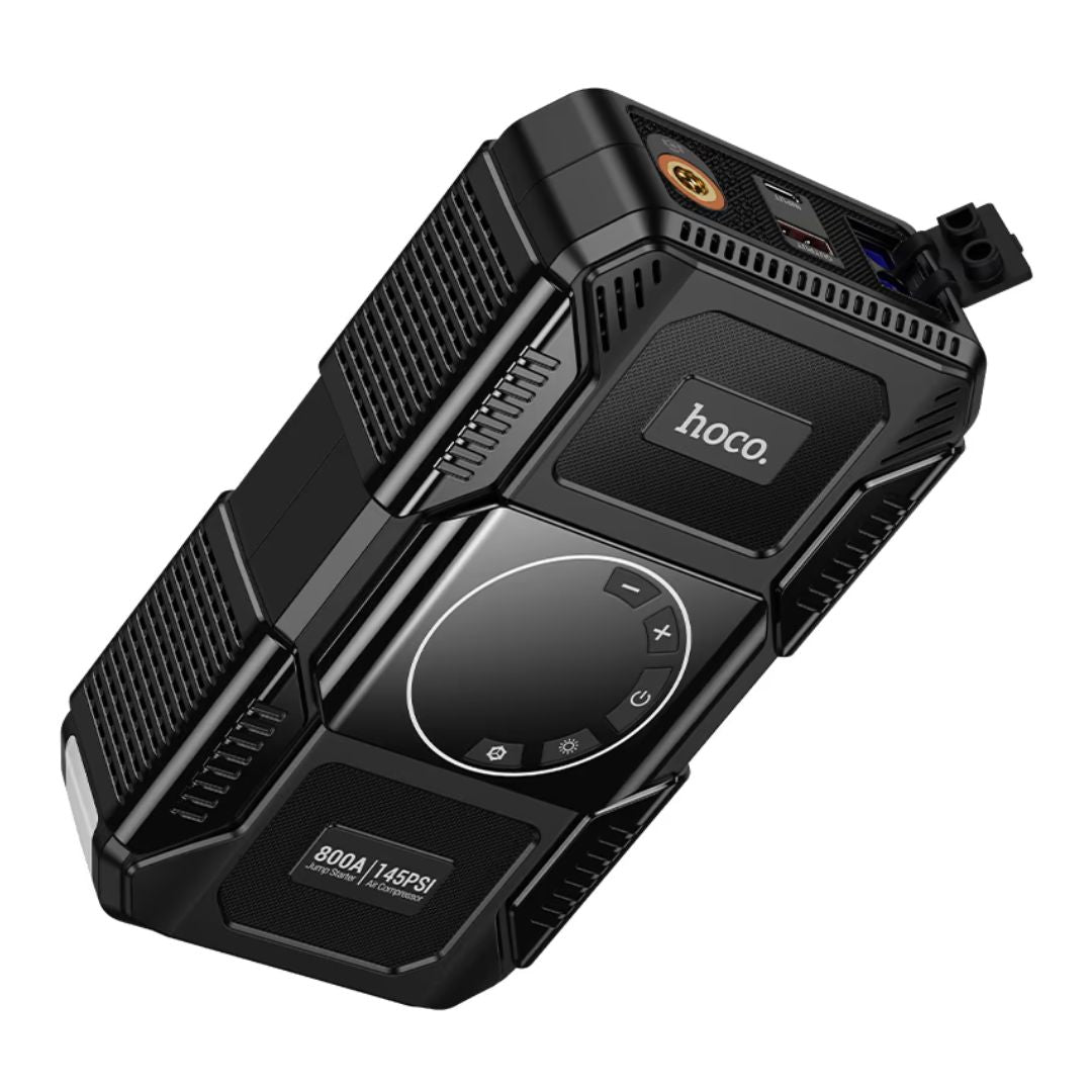 Arrancador de Batería Hoco QS6 800A con Inflador de Llantas 145 PSI y Power Bank 8000mAh