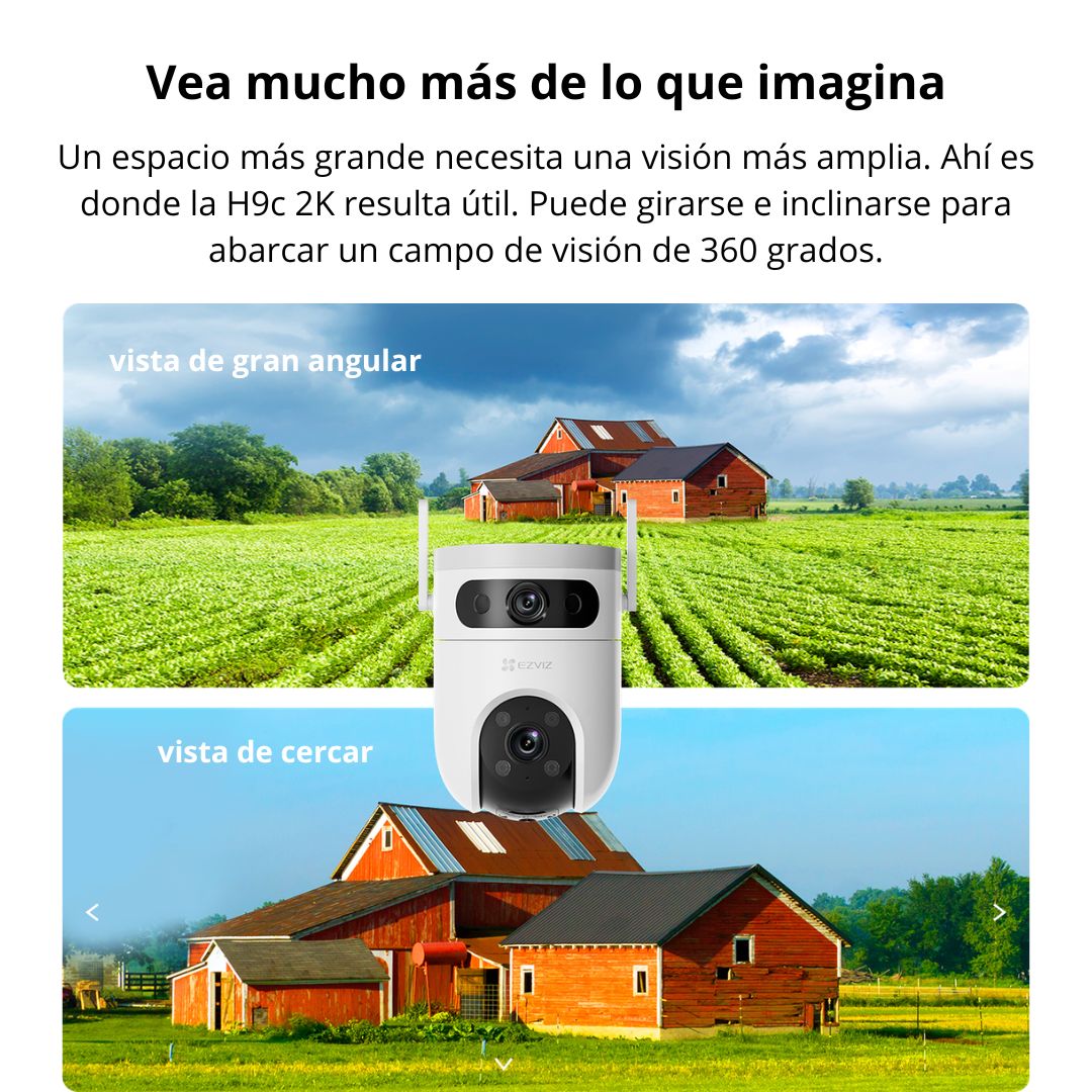 Cámara de Seguridad WiFi Exterior EZVIZ H9c Dual 2K Doble Lente PTZ Seguimiento IA