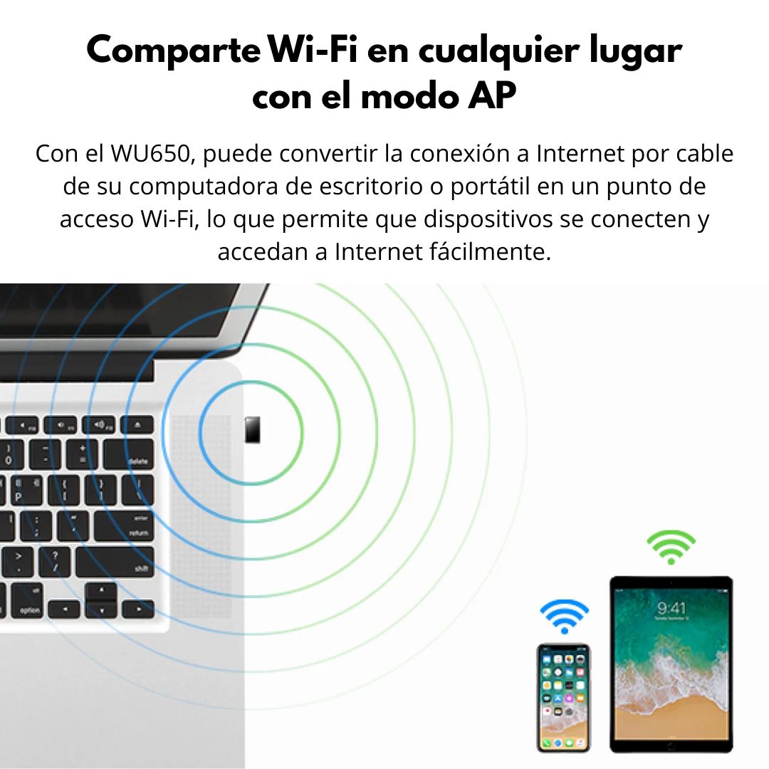 Adaptador USB WiFi Nano Cudy WU650 AC650 Dual Band para PC