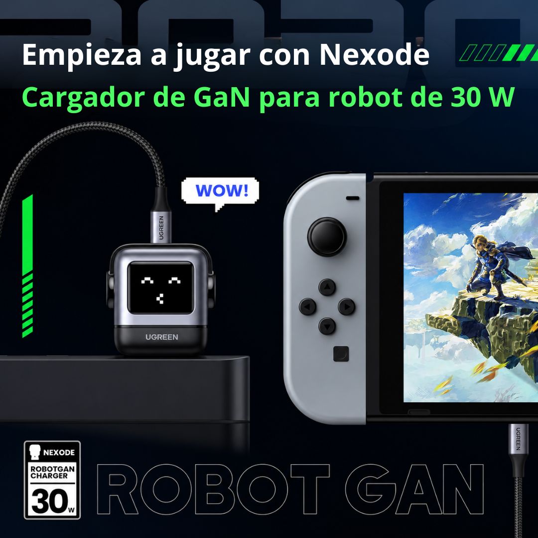 Cargador UGREEN Uno RG CD359 30W USB-C GaN Carga Rápida Robot