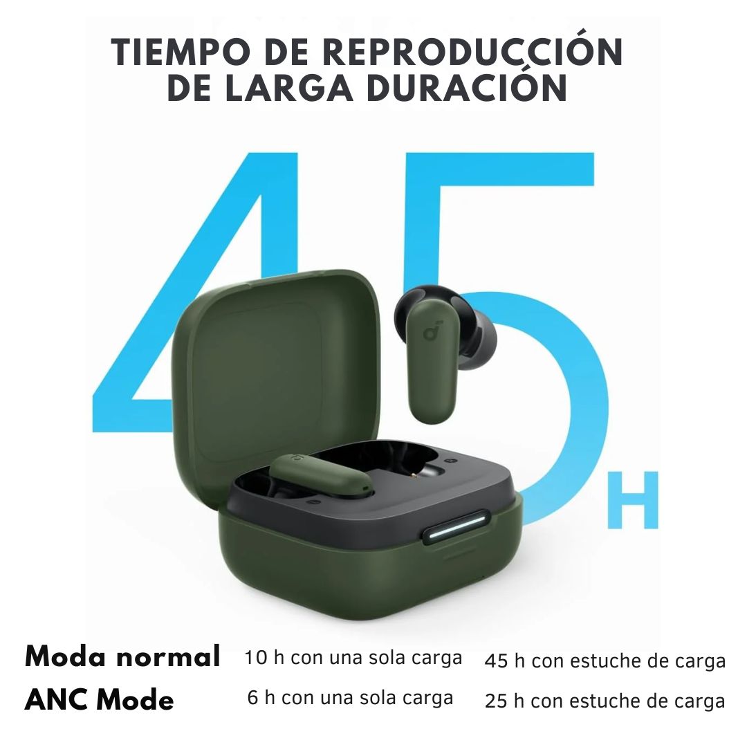 Audífonos Bluetooth Soundcore P30i ANC 45h TWS con Estuche Soporte para Celular