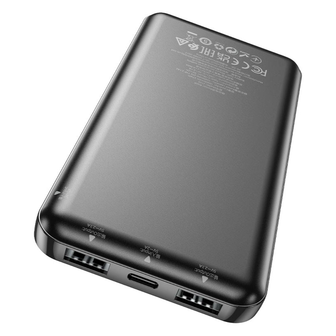 Power Bank 10000 mAh Hoco J100 con Pantalla LED Doble USB y Entrada USB-C Micro USB