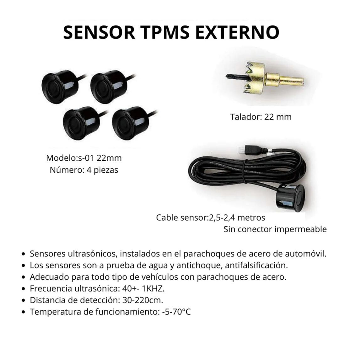 Sensor de Retroceso con Pantalla LED y Alarma Sonora Ultrasónica para Estacionamiento