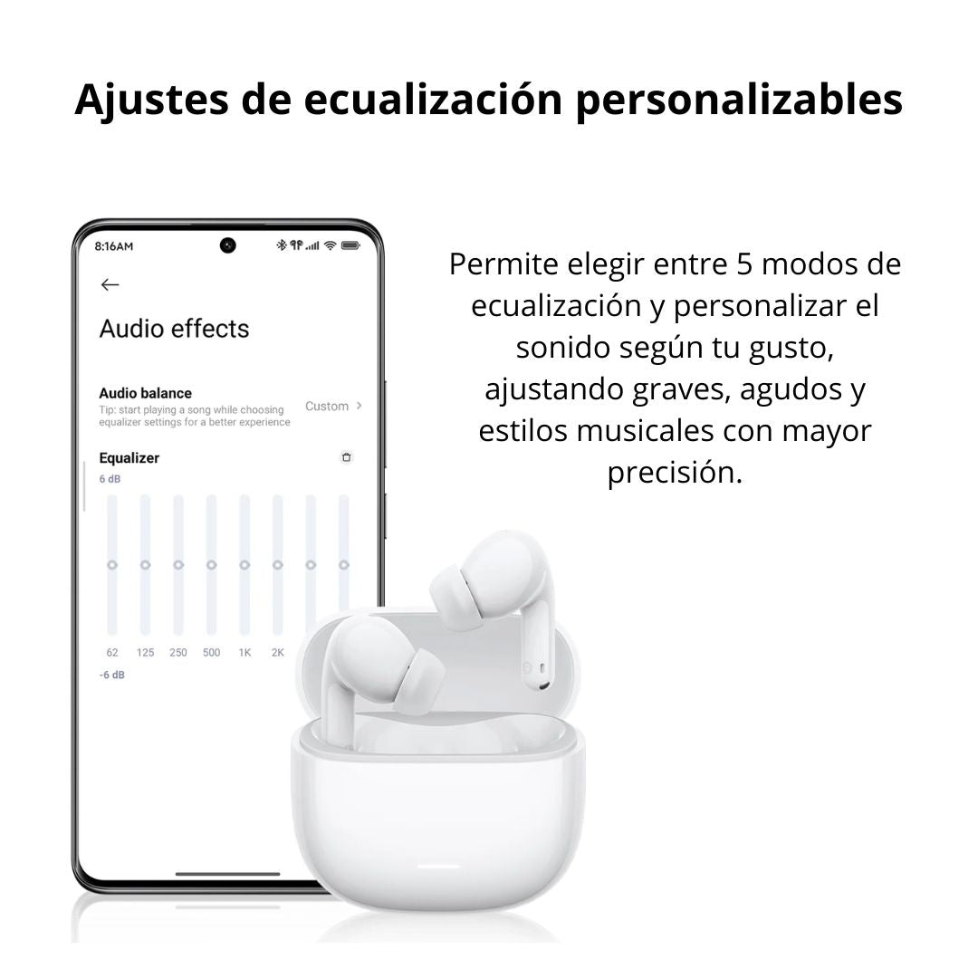 Audífonos Bluetooth Redmi Buds 8 Lite ANC 42dB con IA y 36 Horas de Batería