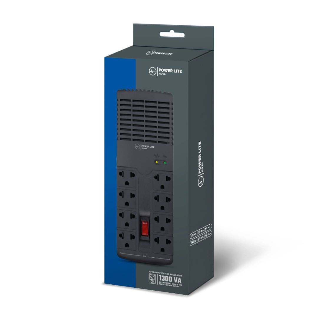 Estabilizador de Voltaje Power Lite PLI 1300 1300VA 650W 8 Tomas