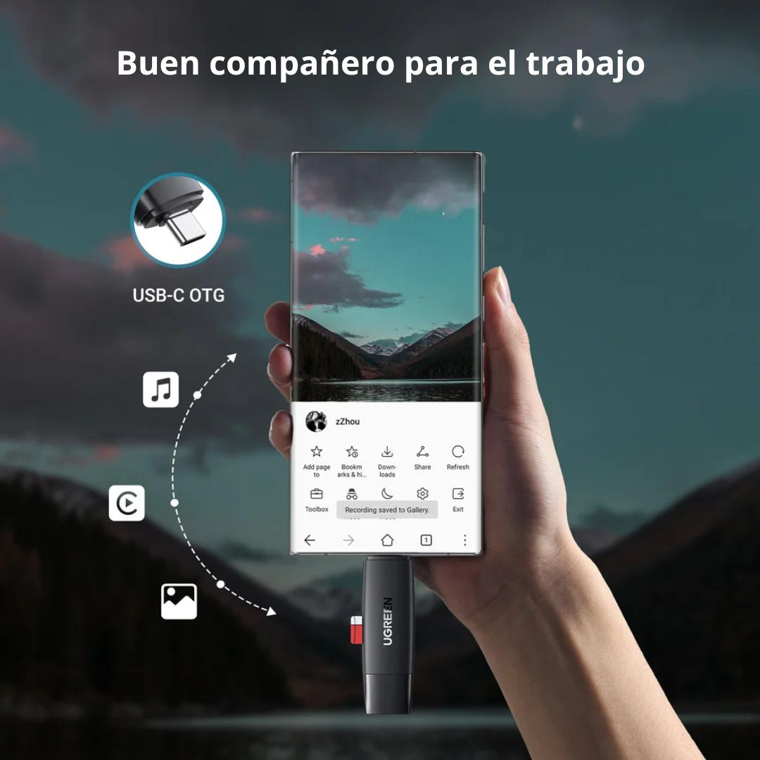 Lector de Tarjetas SD y MicroSD UGREEN CM304 USB-C USB 3.0 para Celular y Laptop