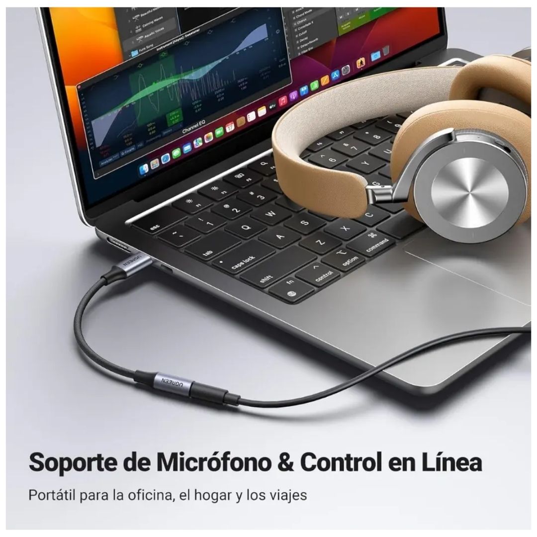 Adaptador USB-C a Jack 3.5mm UGREEN AV161 para Audífonos y Micrófono