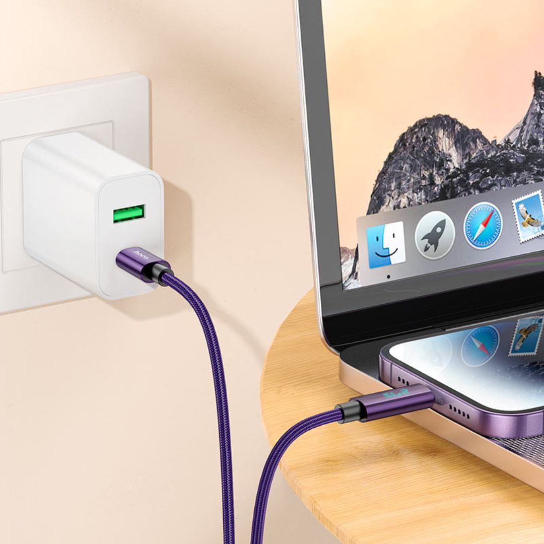 Cable Tipo C a Lightning Hoco U125 Benefit 27W PD para iPhone con Pantalla Digital LED