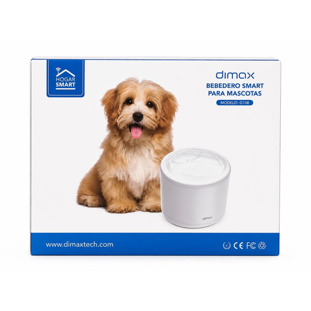 Bebedero Inteligente para Mascotas Dimax G108 WiFi 2L con App y Filtro UV