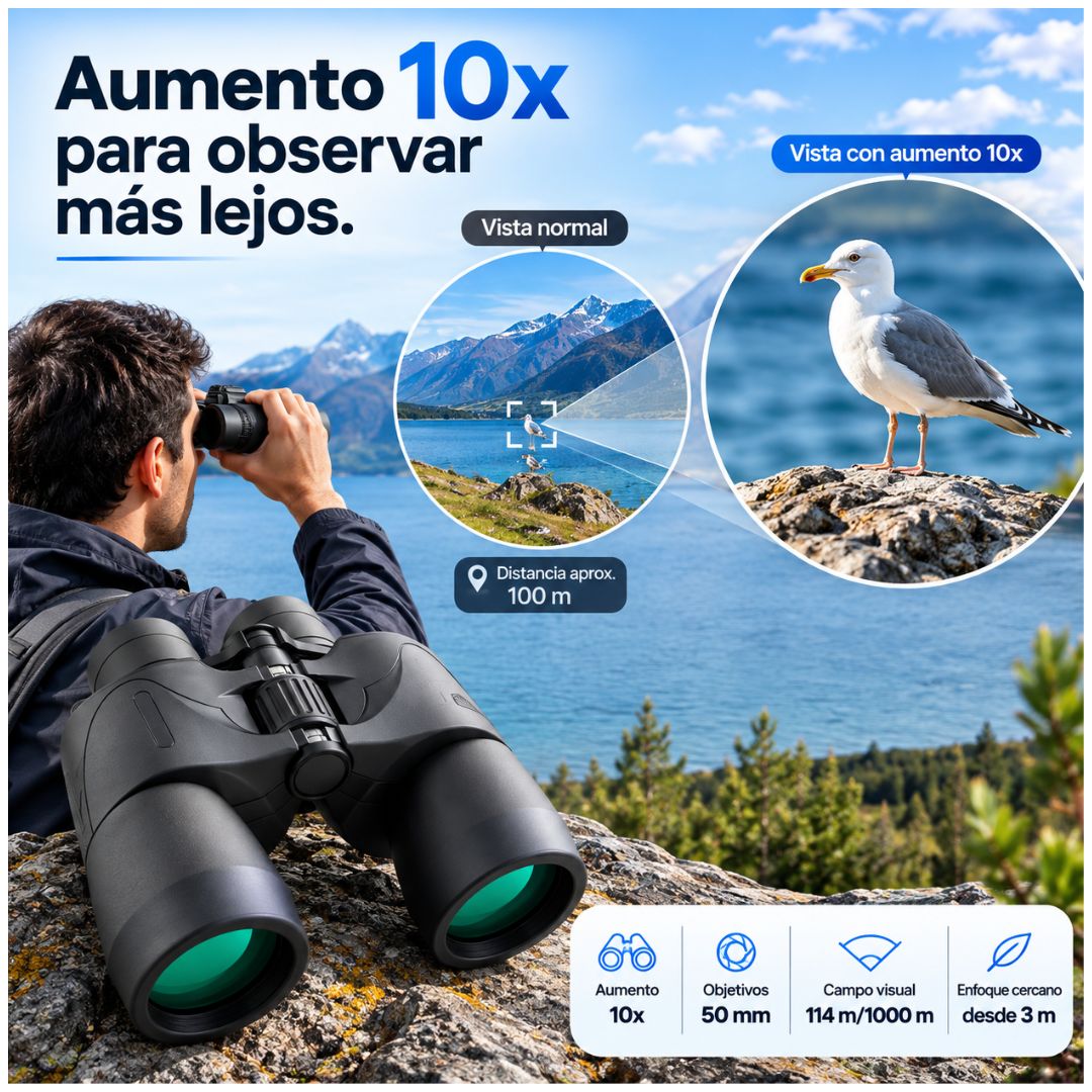 Binoculares de Largo Alcance SANCI SC-W028 10x50 para Aves y Camping