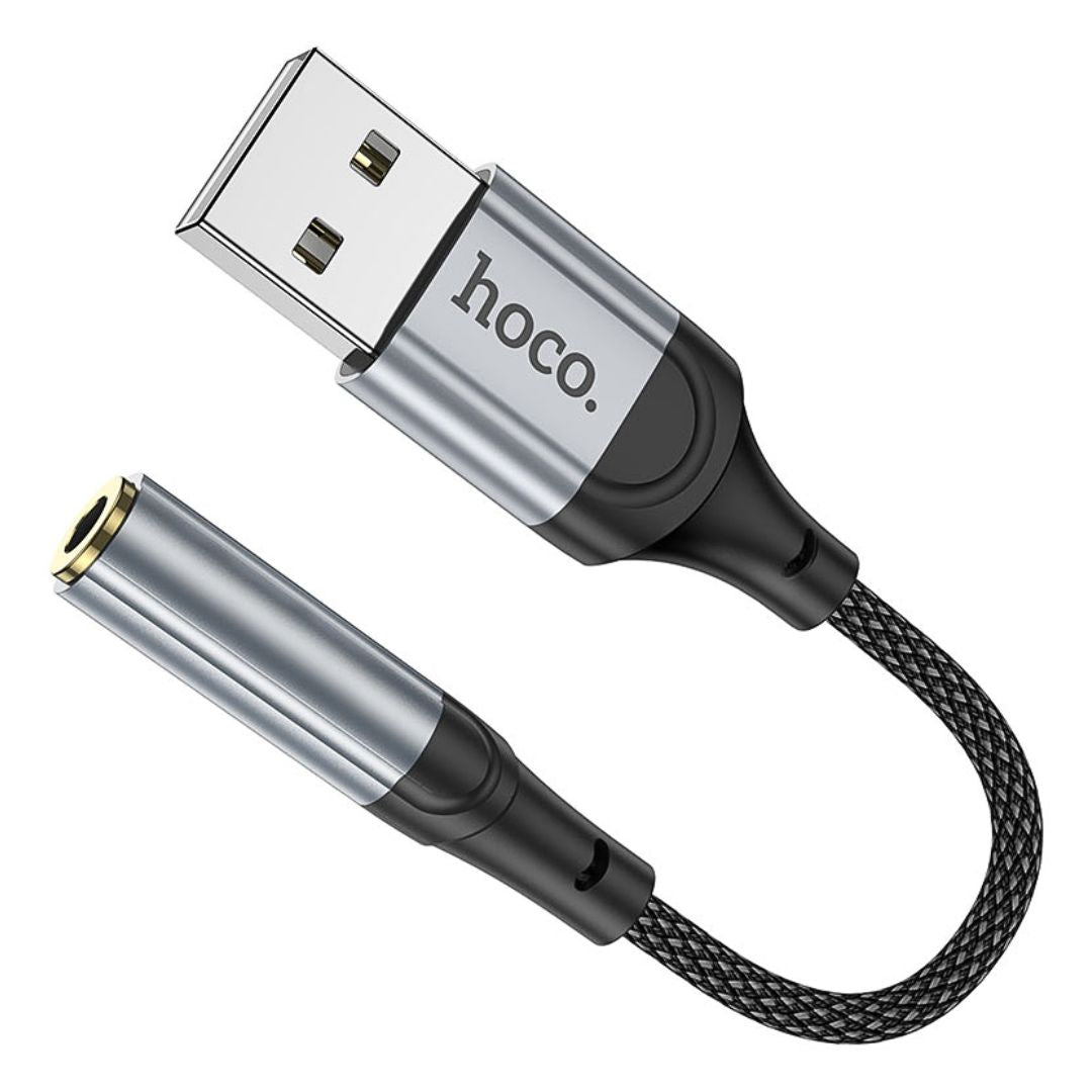Adaptador USB-A a Jack 3.5 mm Hoco LS36 para Audífonos Micrófono y Llamadas