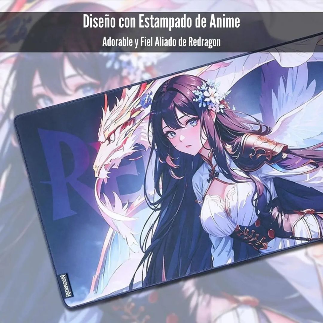 Mousepad Gamer XL Redragon AK1 L Diseño Anime 90 x 40 cm Antideslizante Impermeable