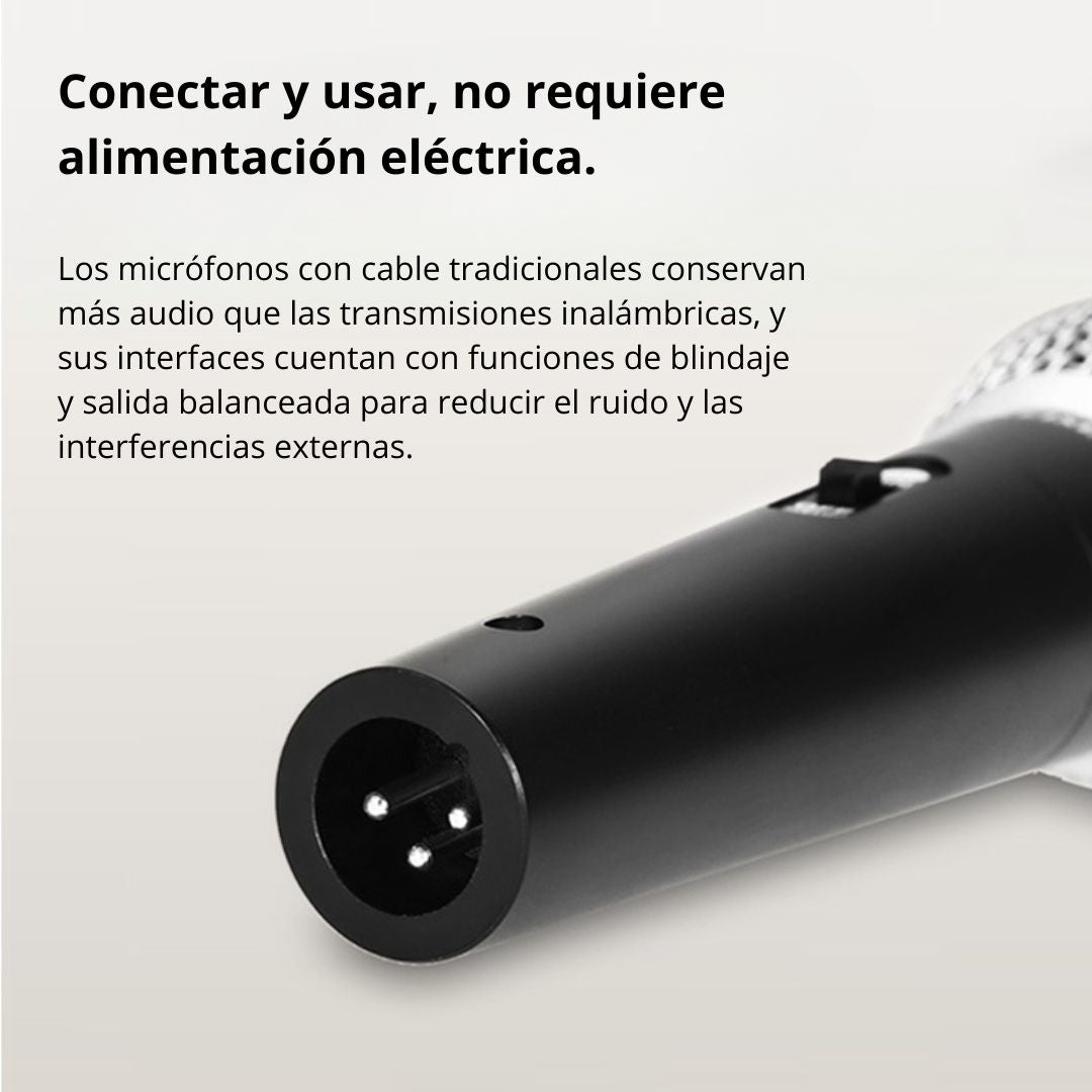 Micrófono con Cable Seisa M-58 Dinámico de Mano con Conector 6.5 mm para Karaoke y Amplificador